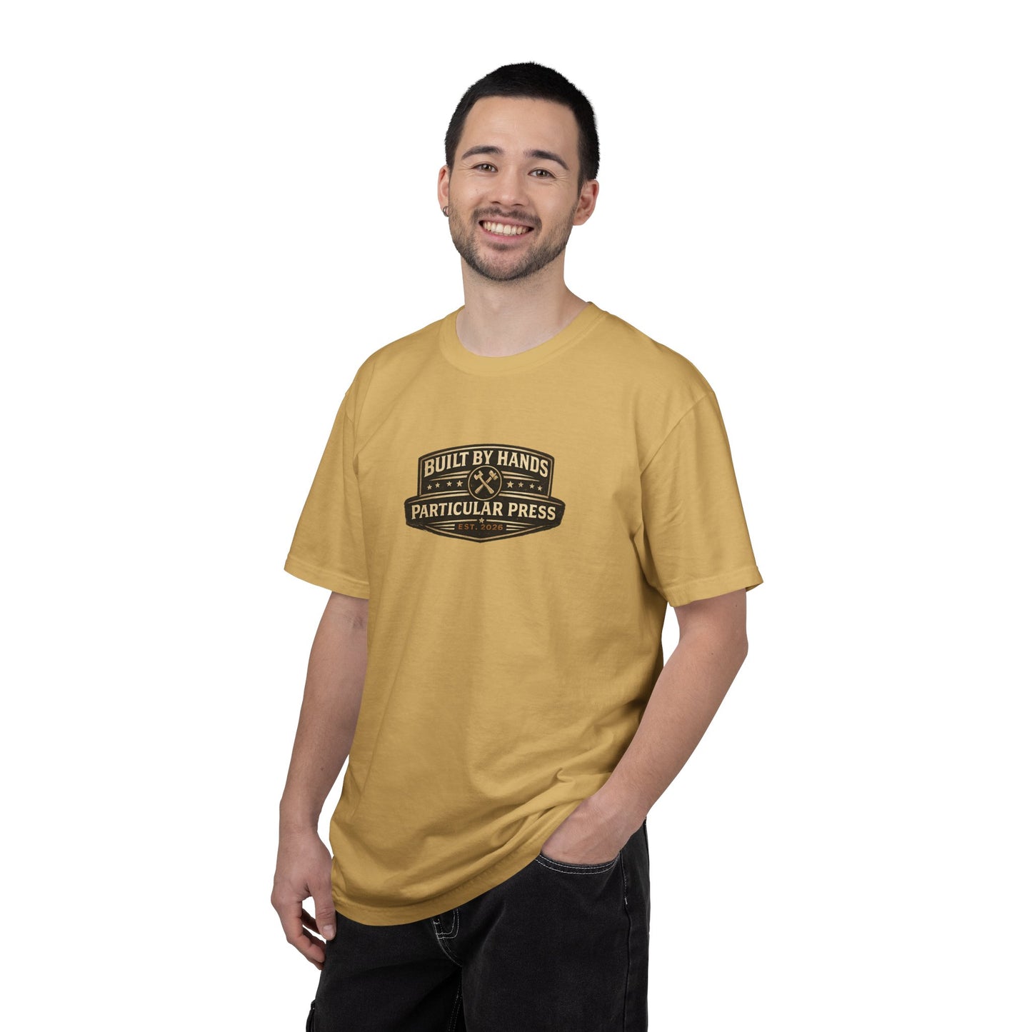 Built By Hands T-Shirt — 'Built by Hands, Backed by Experience' Vintage Workwear Tee